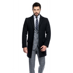 Palton barbati casmir negru business B103