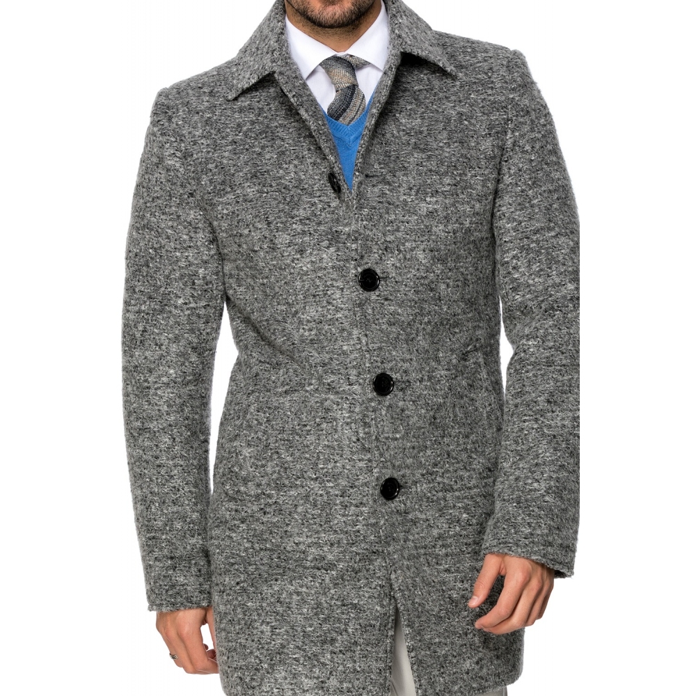 Palton barbati gri din lana cotta B161