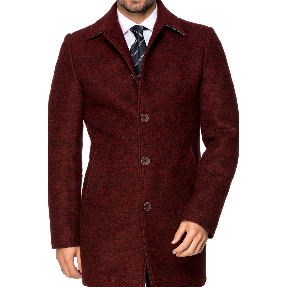 Palton barbati grena din lana cotta B161
