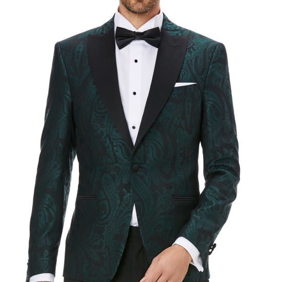 Sacou barbati ceremonie verde jacquard S008